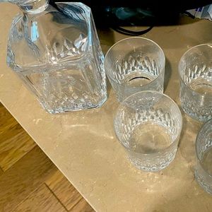 Sheraton Crystal Decanter & 4 Cocktail glasses